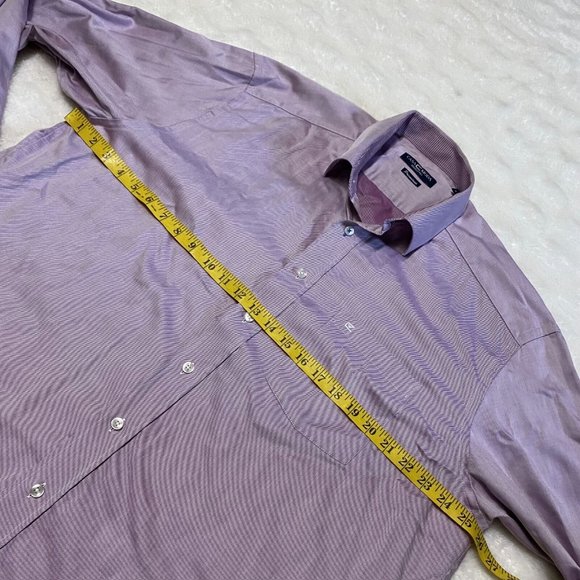 Casa Moda Shirt Men's 43 Purple Striped Cotton Long Sleeve Collared Button-Up - Picture 4 of 10